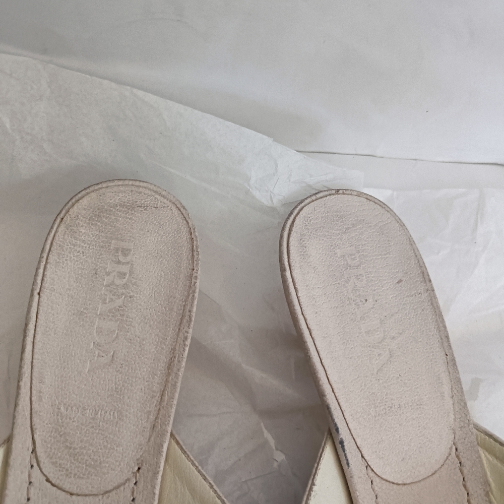 Prada bow thong leather triangle logo sandals size 39.5 - Picture 3 of 16
